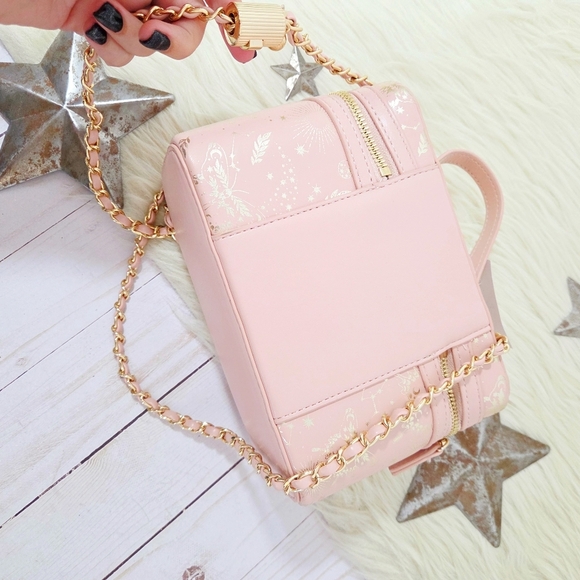 Aldo Celestial Vanity Case Crossbody Bag Pink Metallic Gold Stars Butterfly New - Picture 5 of 8